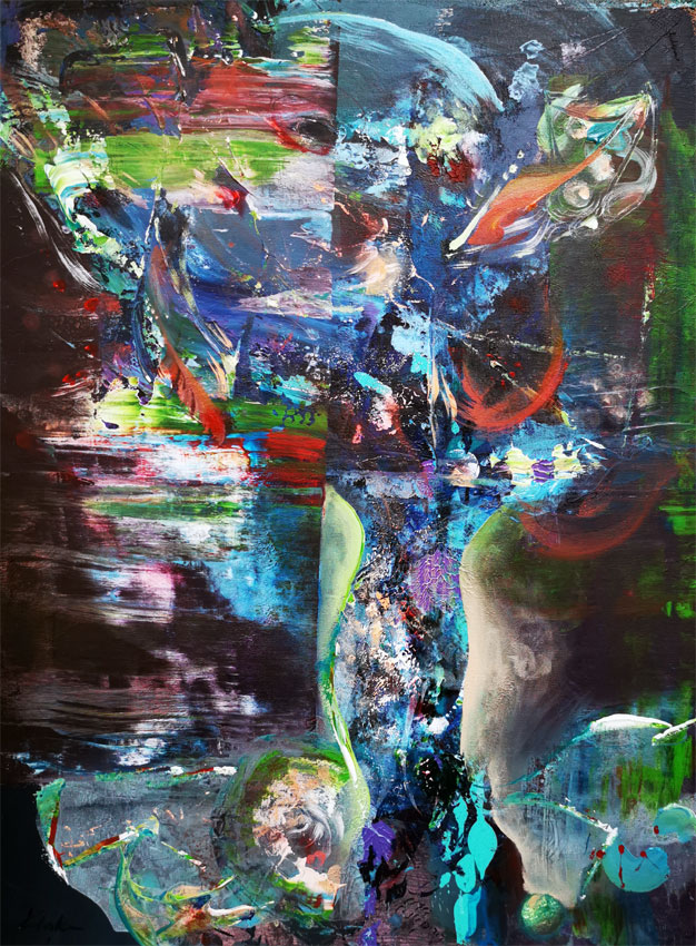 Beautiful abstract large painting pot with flowers unique style by O KLOSKA / Sold out