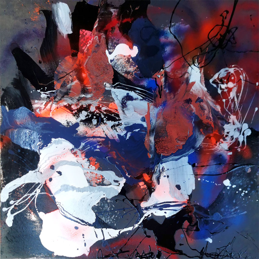 Two seconds after the piano stoped large unique abstract painting on wood by master Kloska / Sold out
