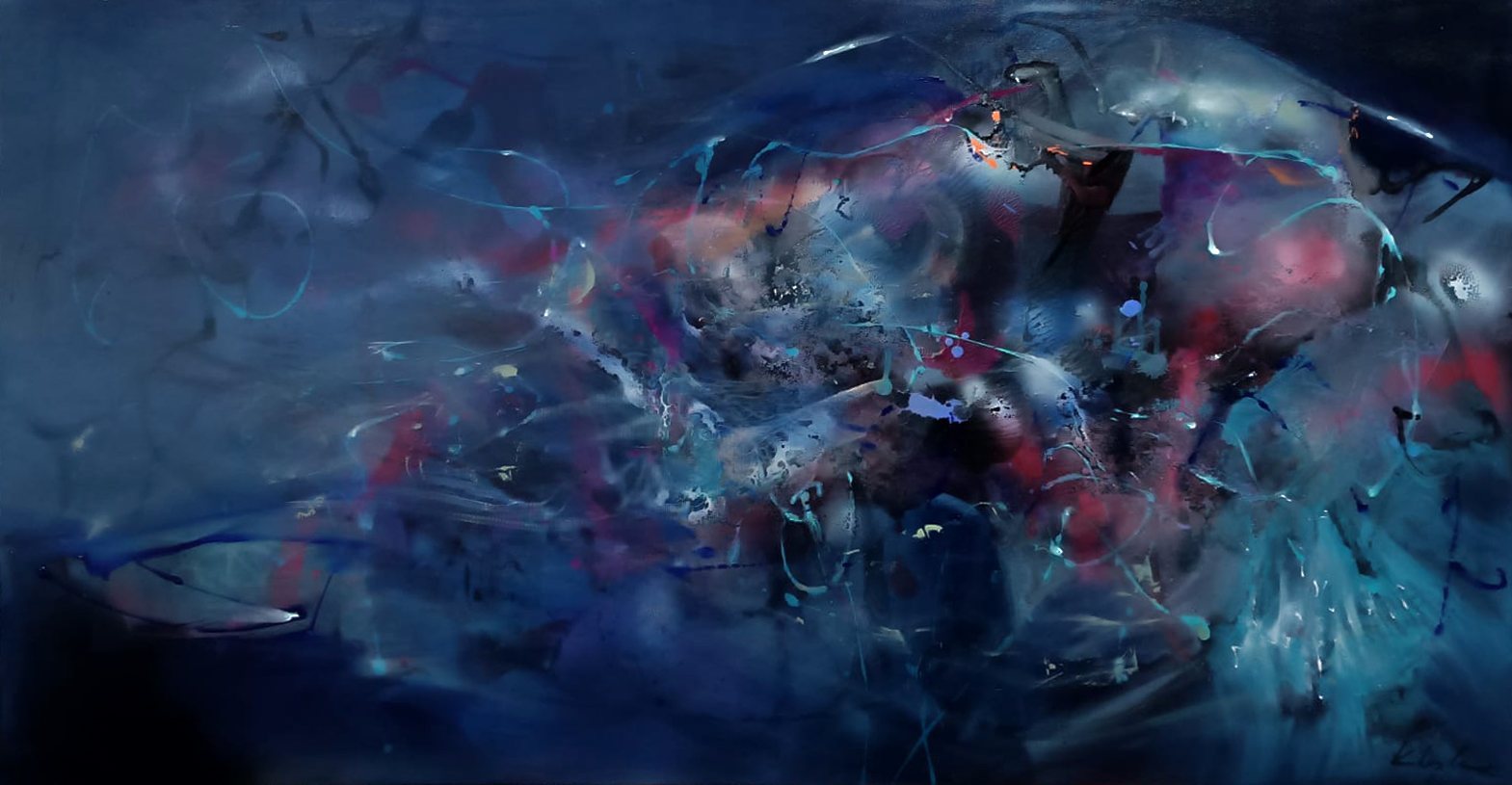 Where the Night Forgets Itself – Abstract Painting by Ovidiu Kloska